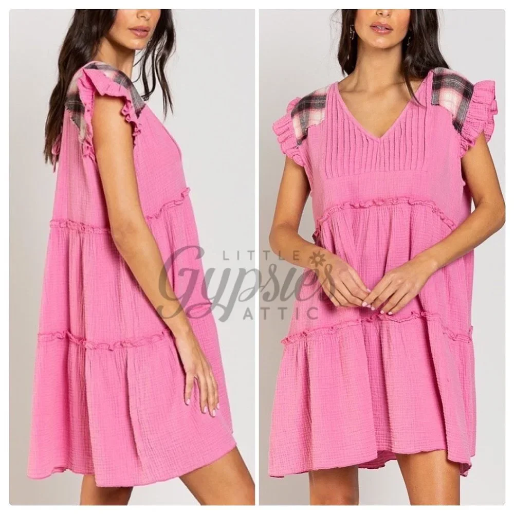 POL Baby Doll Grunge Double Gauze Mini Dress - Picture 7 of 14